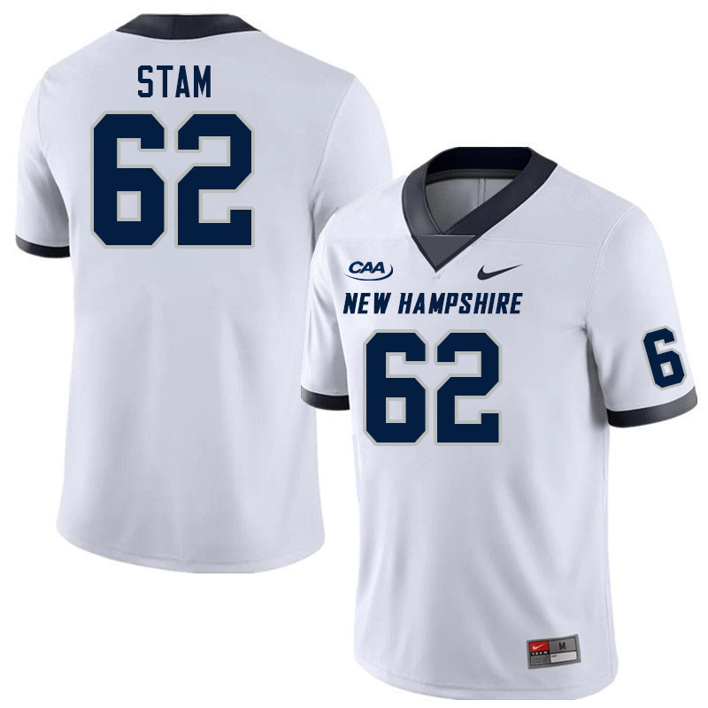 New Hampshire Wildcats #62 Luke Stam College Football Jerseys Stitched Sale-White